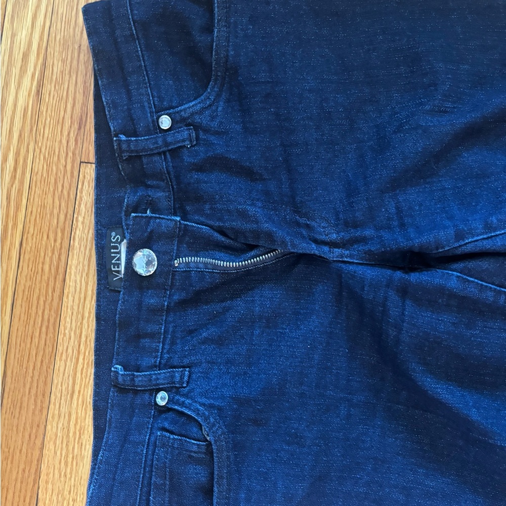 VENUS Midnight Blue Denim Pants with Gem Details